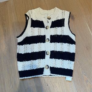 Striped Black and White Knit Sweater Vest